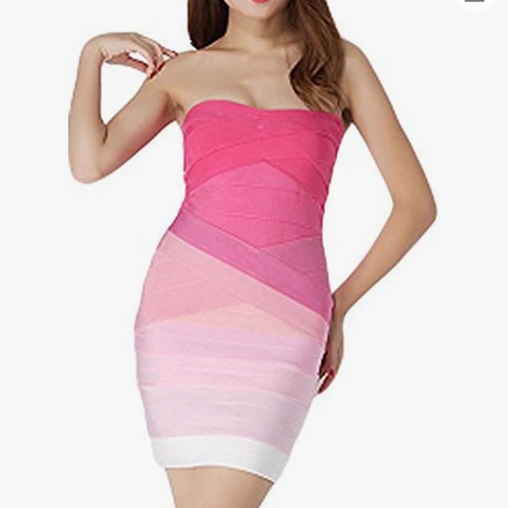 Pink Ombre Bandage Dress